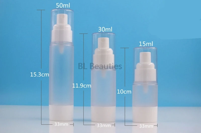 

100pcs 15ml 30ml 50ml Frosted Spray Bottles Clear Airless Vacuum Empty Spray Bottle Refillable Containers For Cosmetic Liquid