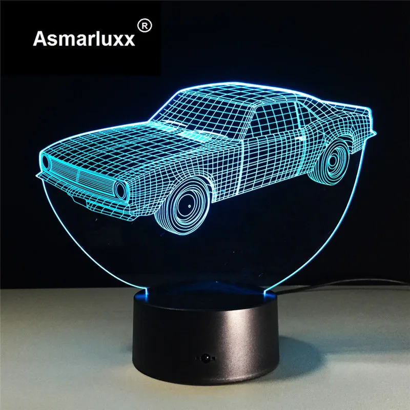 Крутой автомобиль 3D иллюзия светодиодный ночсветильник красочная акриловая