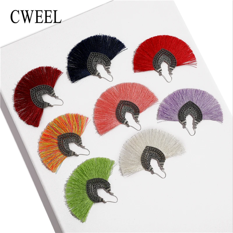CWEEL Women's Long Tassel Earrings Fringe Earing Fashion Drop Vintage Ethnic Dangle Bohemian Statement Woman 2018 Earring | Украшения и