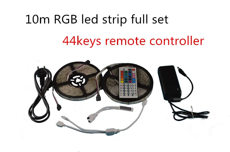 BOLE DENGYE 10 м светодиодный светильник RGB5050+ пульт дистанционного управления 44 клавиши 5 м/рулон адаптер DC12V 5 м гибкая лента Светодиодная лента полный комплект