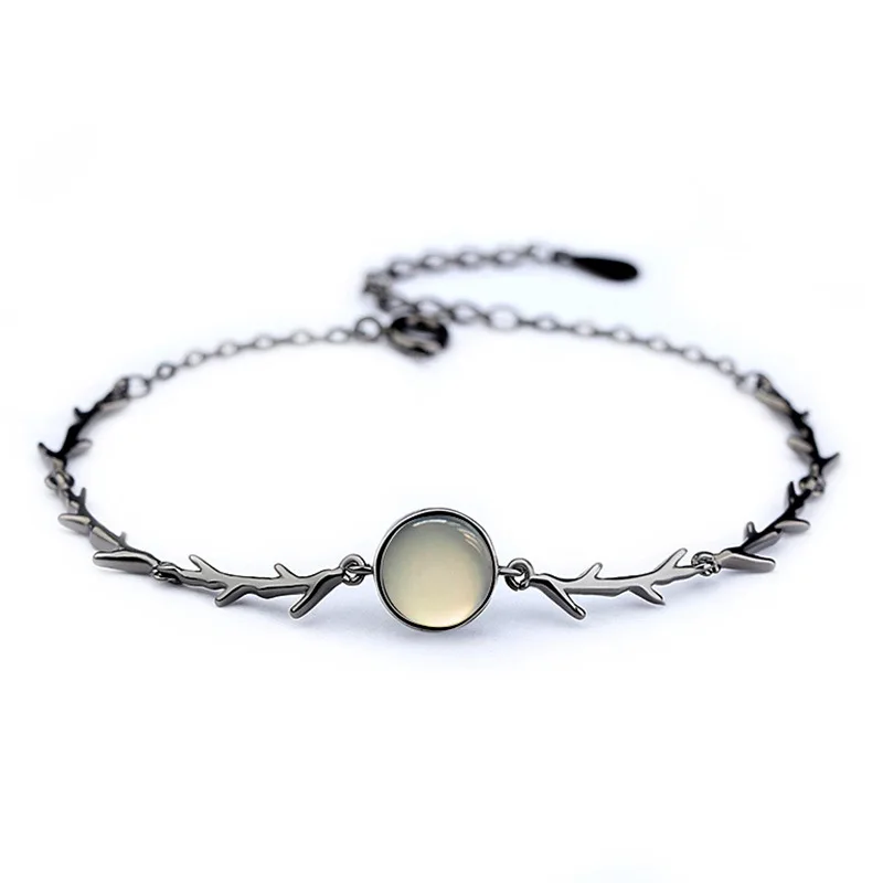 Женский браслет с опалом черный подвеской в виде Розы|bracelets for|charm braceletcharm bracelets for
