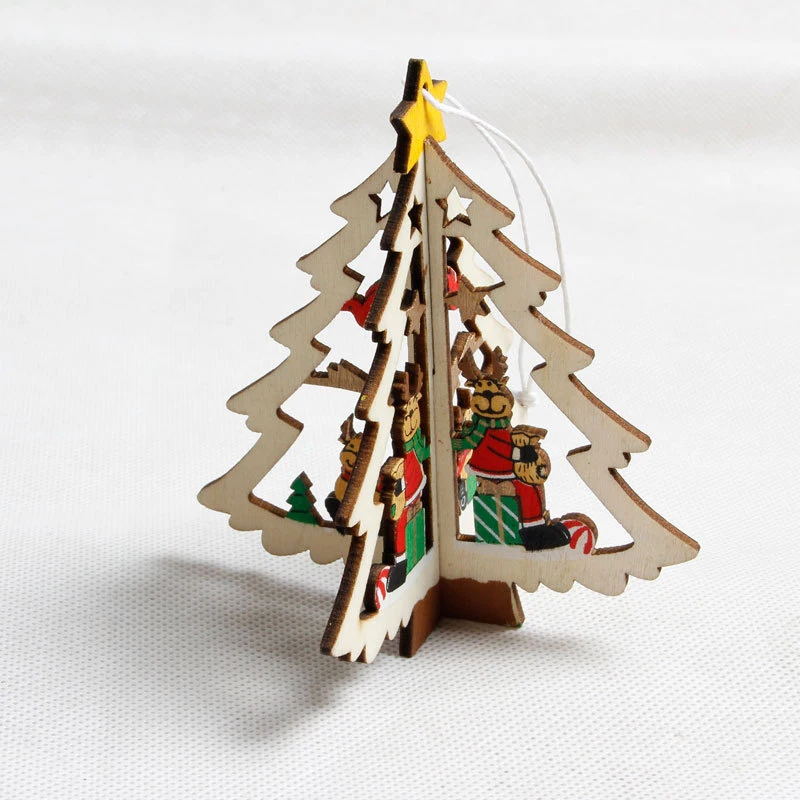 Navidad 1 шт. новые украшения для рождественской елки, подвесные украшения для дома, вечерние 3D Подвески, деревянные подвески, цветные украшения