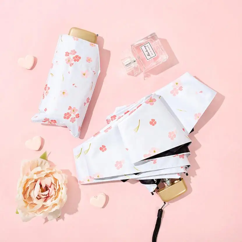 5 складных карманных зонтов маленькие Мини Зонтики Sakura с цветочным принтом