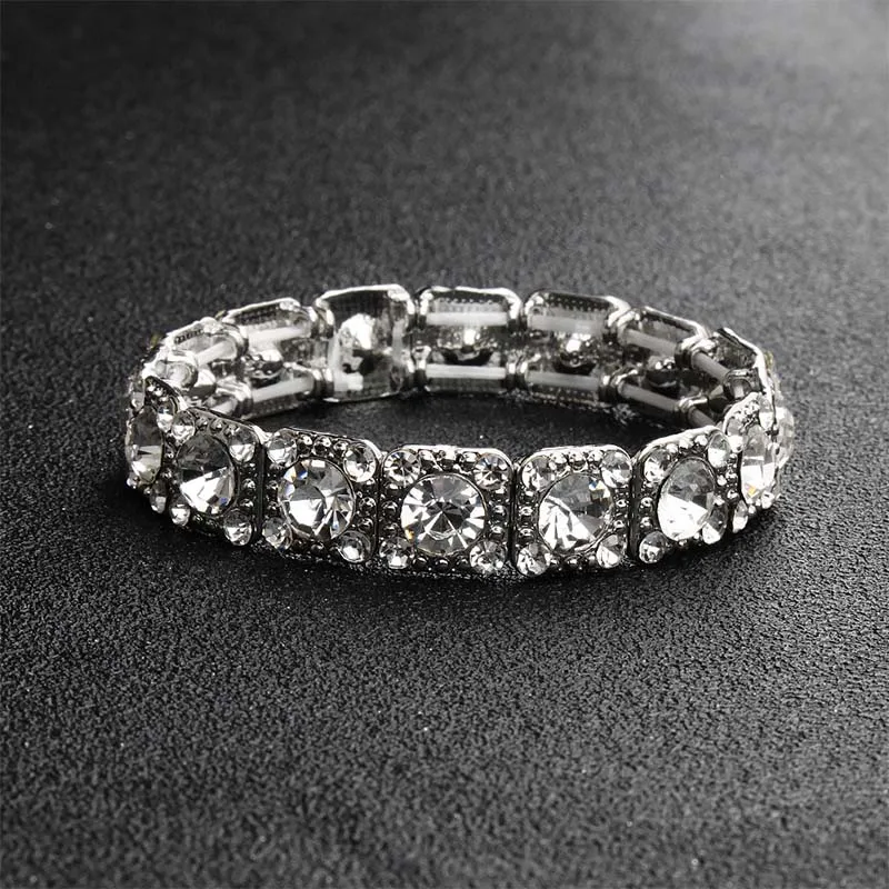 Silver Miallo модные браслеты с австрийскими кристаллами красного, синего, серебряного цвета эластичные браслеты для женщин и девушек Вечерние - Окраска металла: Silver