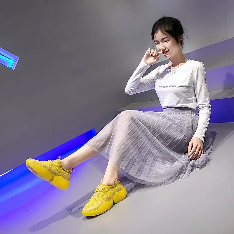 Повседневная Белая обувь; женские кроссовки на массивной платформе; zapatos de mujer; chaussures femme; модная женская дышащая обувь