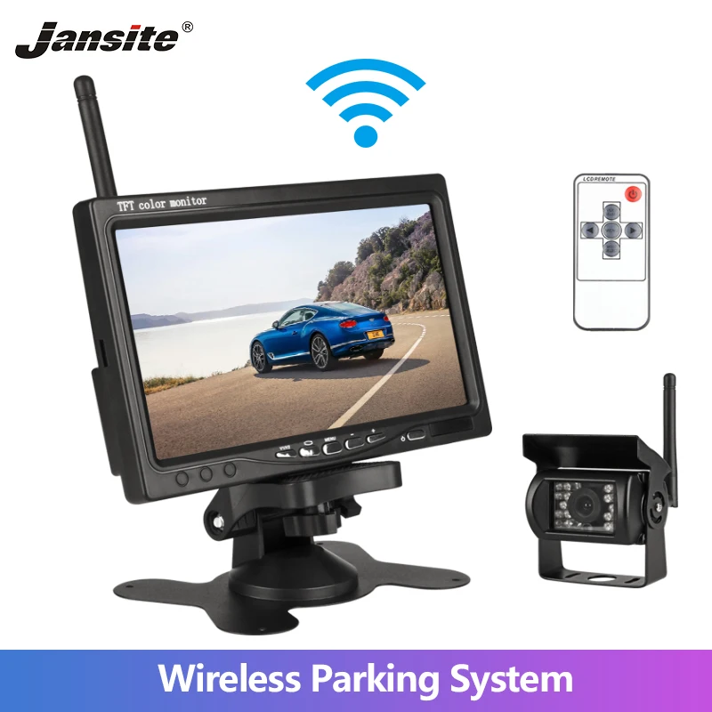 Jansite " Беспроводной автомобильный монитор TFT lcd заднего вида для HD монитора камеры для грузовика камеры поддержка автобуса RV Ван DVD Камера заднего вида