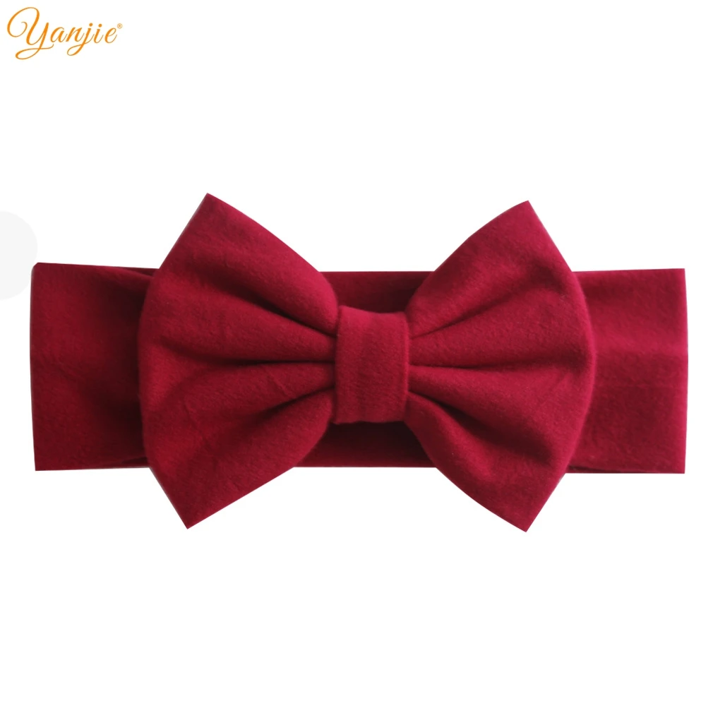 burgundy Новое поступление года, мягкая хлопковая головная повязка из микрофибры для девочек на весну-лето, Детские эластичные головные уборы с бантом, аксессуары для волос в виде тюрбана - Цвет: burgundy