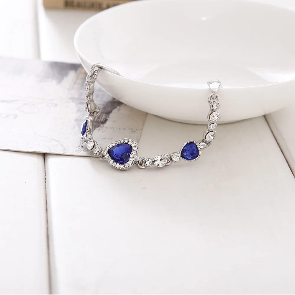 2018 New ocean Heart heart-shaped zircon crystal bracelet sweet romantic lady Bracelet | Украшения и аксессуары