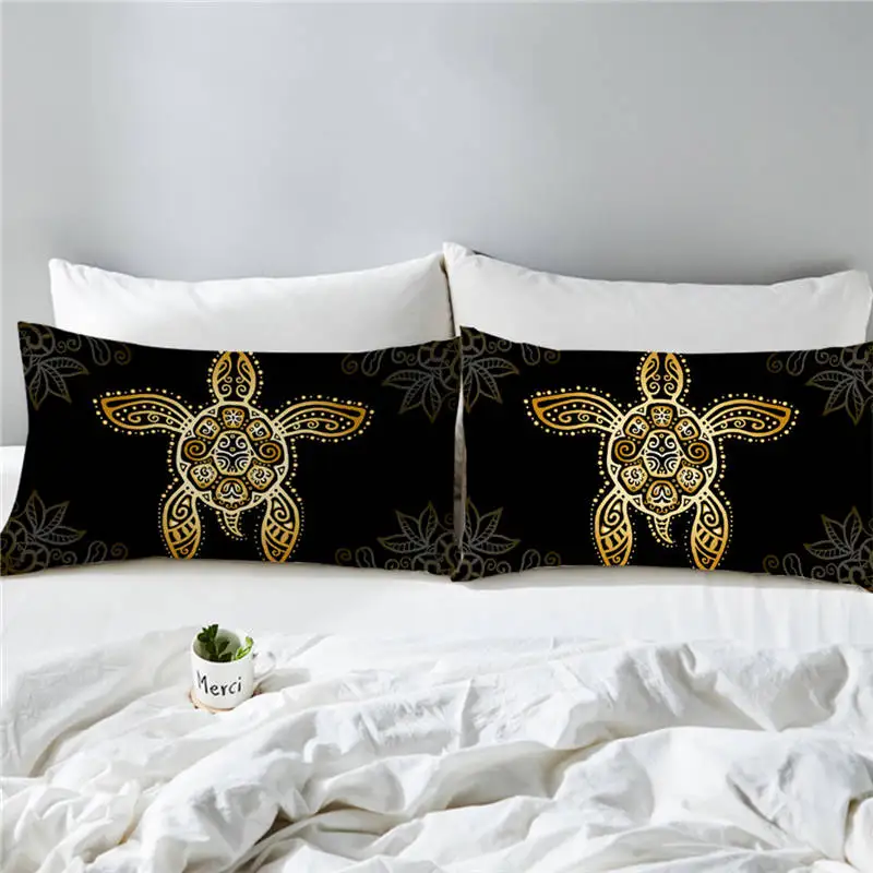 BeddingOutlet Turtle Pillow Case Golden Tortoise Pillowcase Luxury Animal Pillow Cover Bohemian Yellow for Bedroom Fronha - Цвет: 1