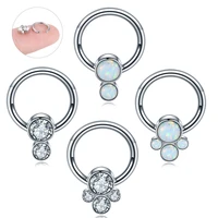1pc steel opal gem septum piercing nose ring piercings septum 16g helix piercing cartilage tragus earrings body piercing jewelry