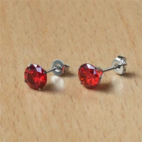 316 l stainless steel stud earrings no fade allergy free with 7mm red zircon classical jewelry for men and women
