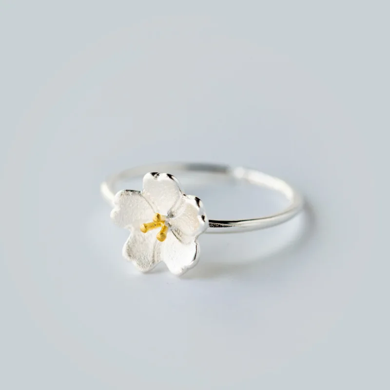 NEW Sakura Flower 925-sterling-silver Resizable Ring | Korean Fashion Cherry Blossom Jewelry &amp More Sterling-silver-jewelry Украшения и