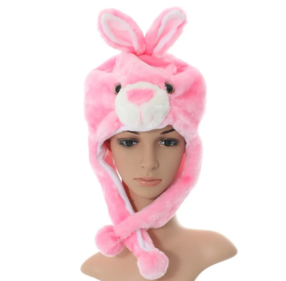 Двойной новый модный милый плюшевый розовый кролик животные шляпа для взрослых