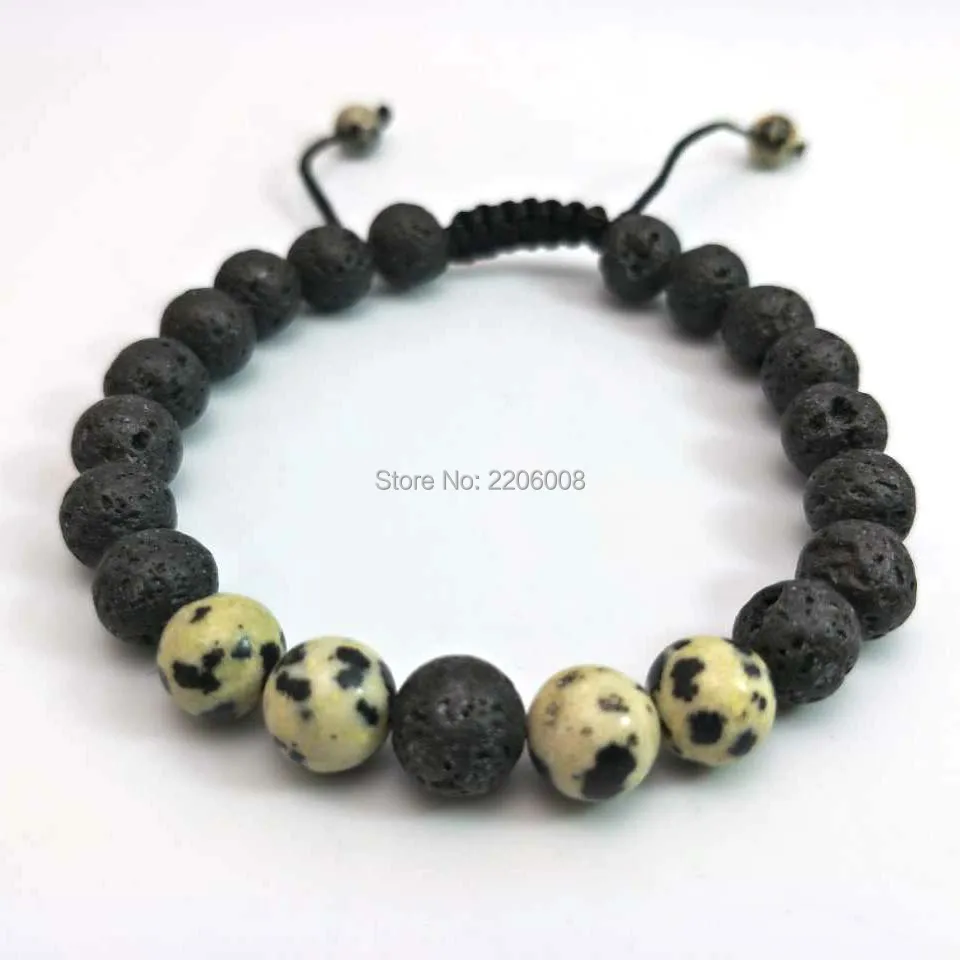 Регулируемый браслет из лавы и бусин для мужчин 8 мм тибетский Будда Йога Малый