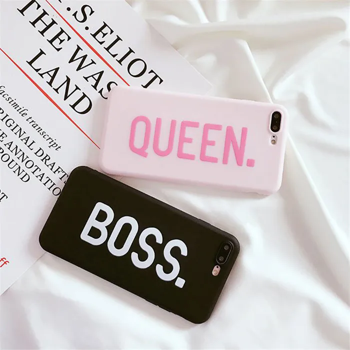 Чехол для телефона с надписью QUEEN &amp BOSS пары iphone женский 6 6S 7 8 Plus чехол X Тонкий