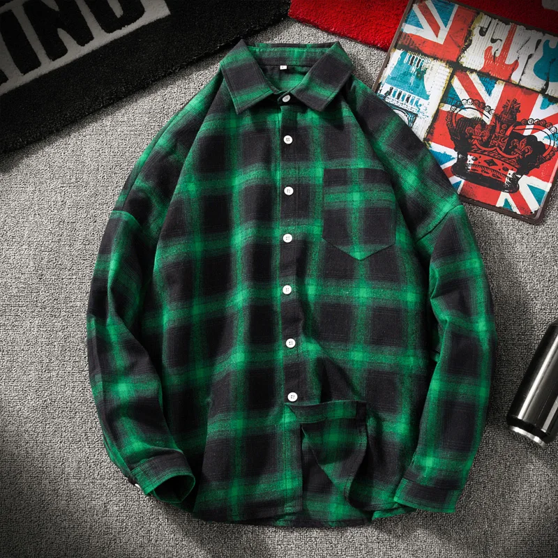 Новая мужская рубашка в повседневном стиле клетку хлопковая свободная футболка