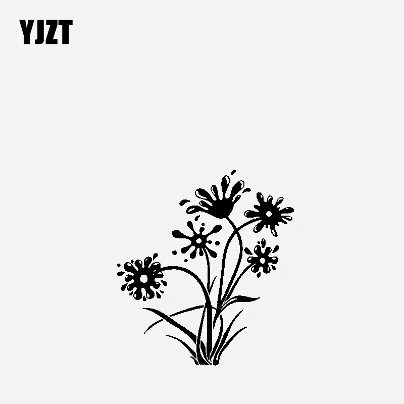

YJZT 14.2CM*15.6CM Car Sticker Vinyl Decal Flower Creative Design And Decoration Black/Silver C23-0836