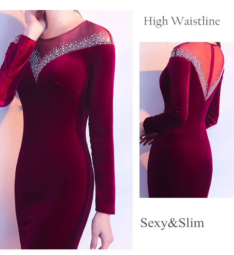 Длинное бархатное зимнее платье для женщин Vestidos Verano Макси платье элегантное вечернее платье Русалка с длинным рукавом