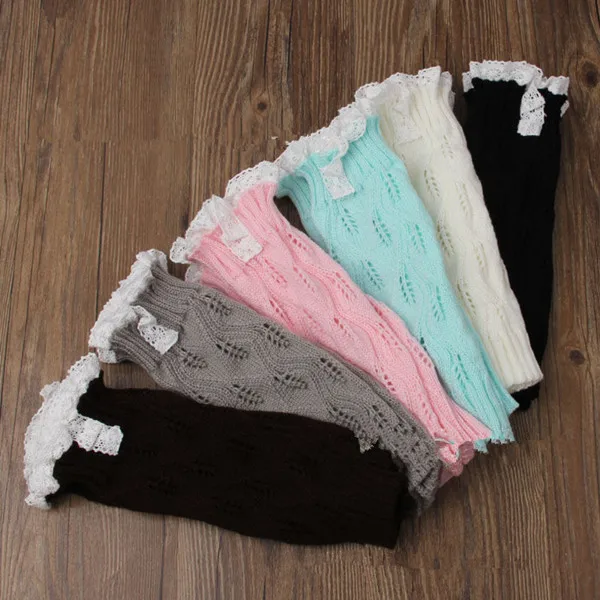 Детские Модные вязаные гетры для маленьких девочек Вязаные кружевные с