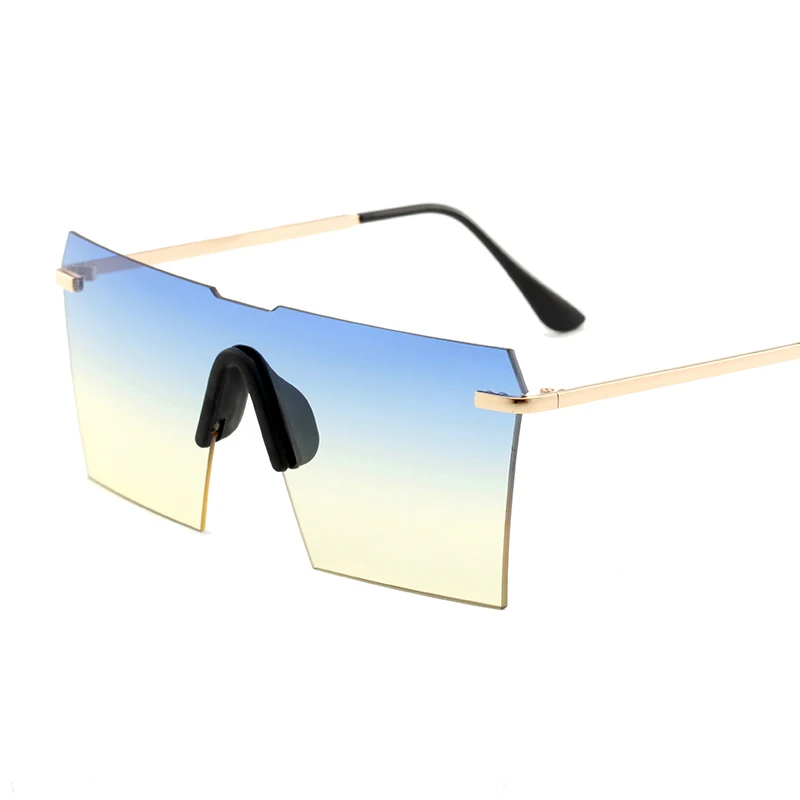 Солнцезащитные очки женские без оправы роскошные большие прямоугольные в