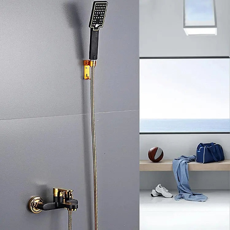 Смеситель для ванны и душа черного золотого цвета смеситель горячей холодной