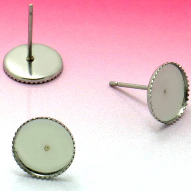 30pcs Stainless Steel Stud Earring Fit 10mm Blank Base Setting Tray for Cameo Cabochons  Jewelry Accessories Wholesale