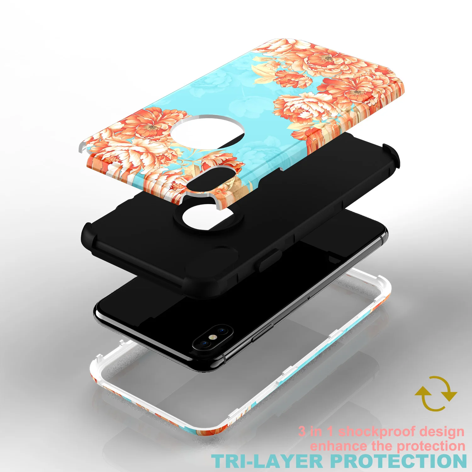 Для iPhone 8 7 6s Plus X XR XS Max 3 в 1 ударопрочный сверхпрочный защитный чехол для Apple Flower |