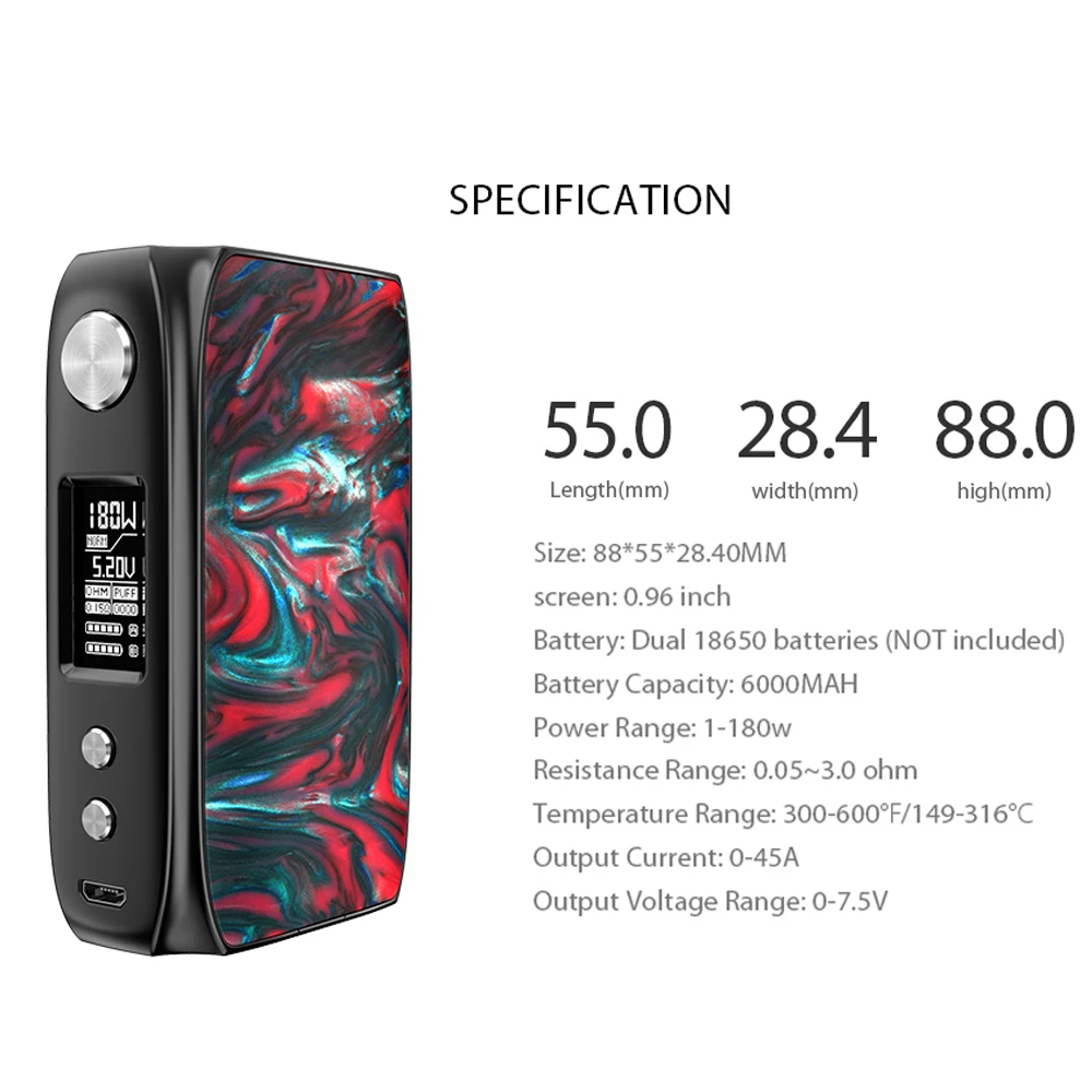Оригинальный мод Ijoy SHOGUN UNIV mod 180 Вт функция TCR Двойной 18650 для бокса сигарет KATANA SUBOHM