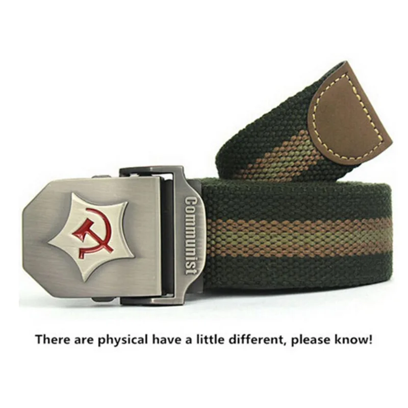 Green Stripes Мужской женский уплотненный холщовый ремень коммунистический дизайн военные ремни для мужчин Высокое качество армейский тактический ремень мужской s Роскошный ремень - Цвет: Green Stripes