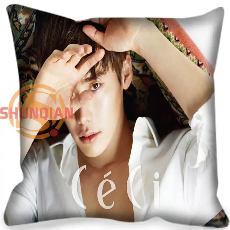

New Custom Lee Jong Suk Pillowcase Square Zipper Print Throw Pillowcase Cover Decorative Pillow Cover Satin Fabric Soft No Fade
