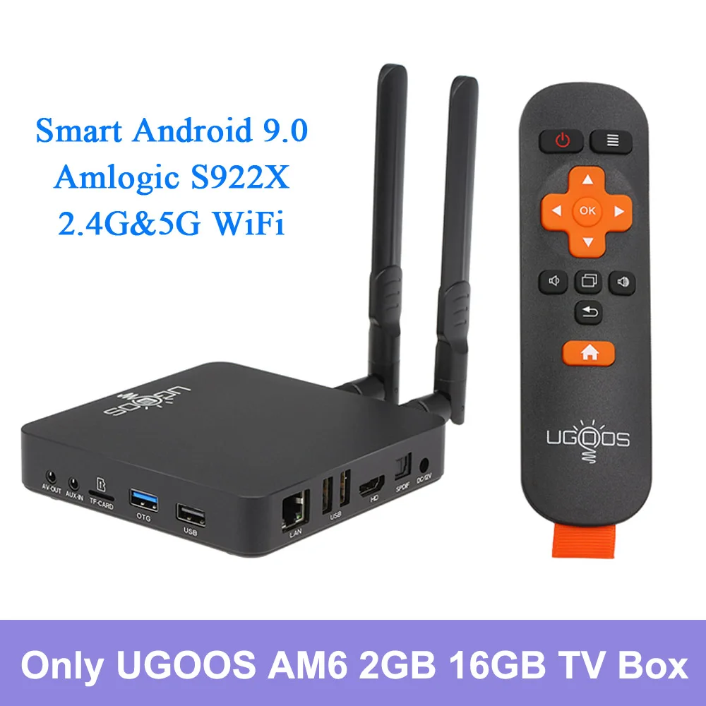 Only AM6 TV Box UGOOS AM6 2 Гб 16 Гб ТВ приставка Smart Android 9,0 приставка Amlogic S922X 2,4G& 5G WiFi 1000M LAN DLNA BT 5,0 4K HD медиаплеер - Цвет: Only AM6 TV Box