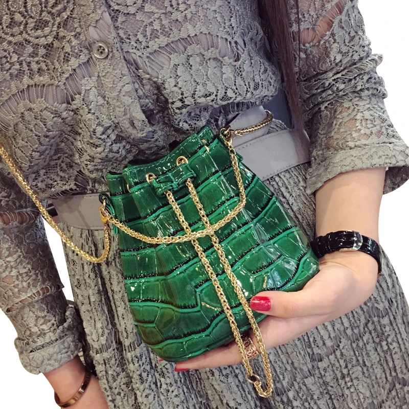 2017 Новый Louis крокодил цепь сумка PU материал ведро мешок мини пакет плеча сумки