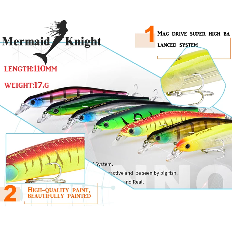 7 шт. Рыболовная Приманка Minnow 110 мм/18 г плавающая 0 2 м морская приманка