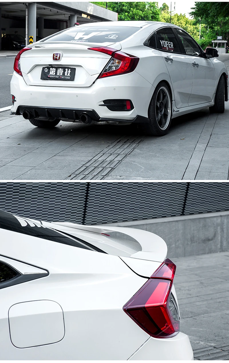 Для Honda Civic 10th Sedan украшение автомобиля ABS пластиковая краска ing цвет задний спойлер багажника