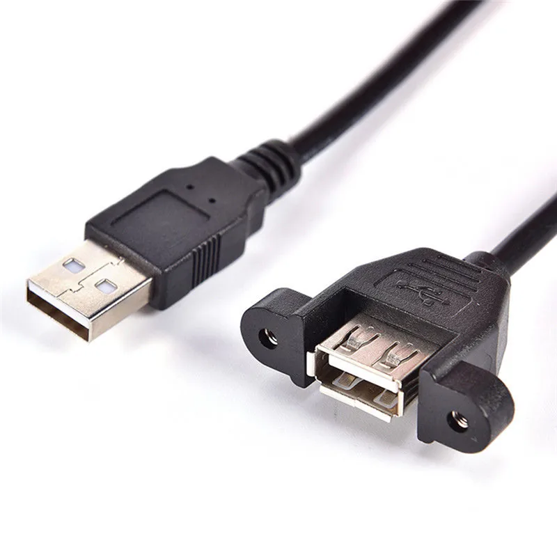 60 см USB 2 0 A папа к гнезду Панель Крепление Винт Замок удлинитель Кабель Шасси