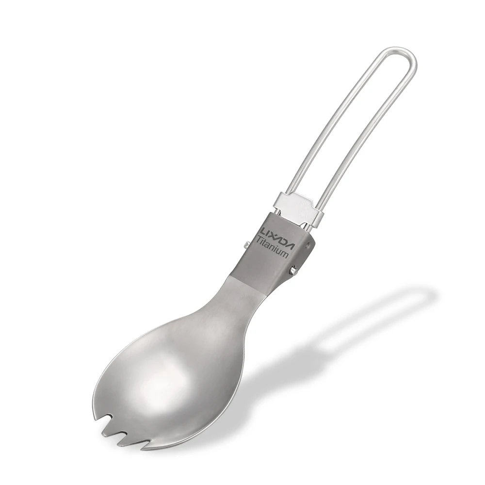 Style 1 Титановая Складная ложка Spork Cutter нож легкий открытый ужин Spork Столовые приборы Путешествия Кемпинг альпинизмом Tab дорожные наборы - Цвет: Style 1