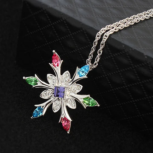 Новые ожерелья с подвеской в виде снежинки кристаллы Swarovski женское колье