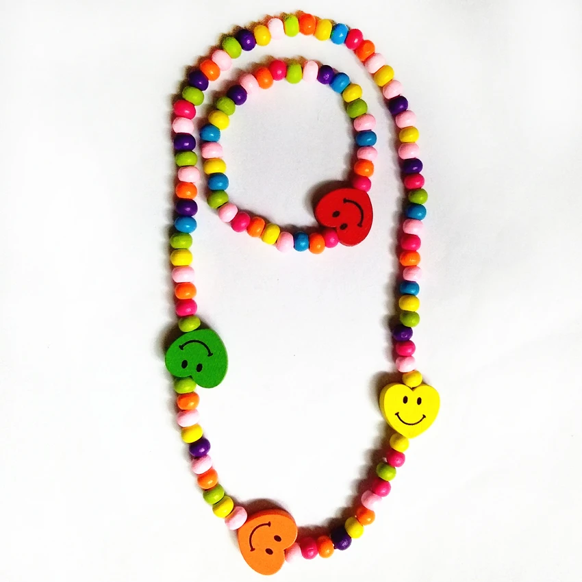 12 шт./лот Новинка эластичная веревка детское деревянное ожерелье браслет