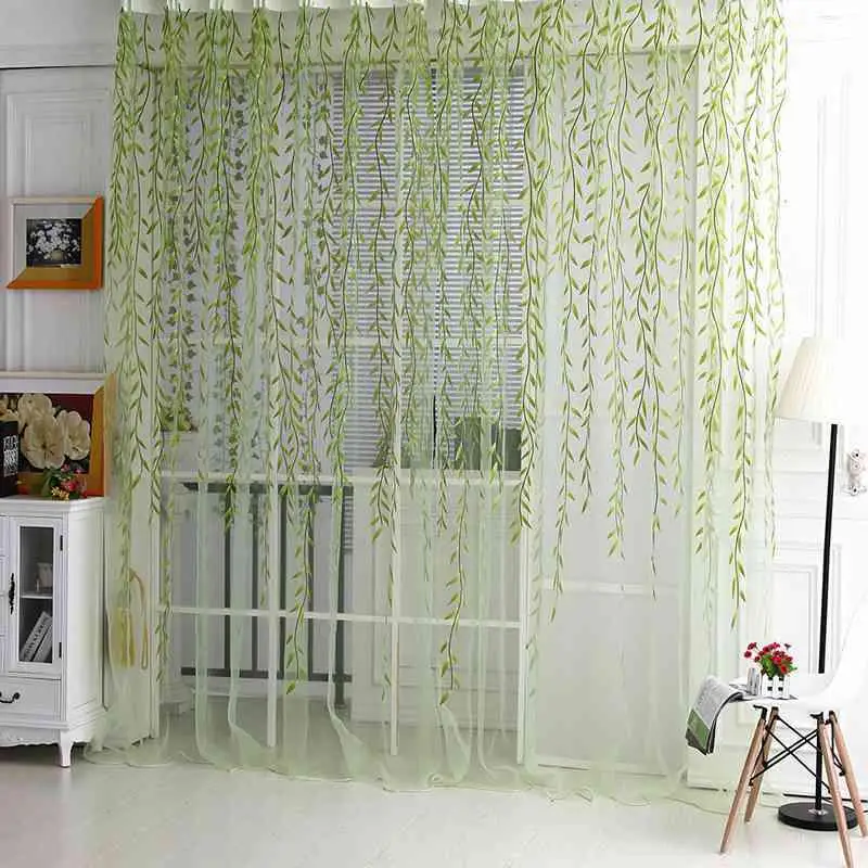 100*200cm Wicker Offset Printed Voile Curtain Pastoral Floral Curtains For Window Gauze Balcony Living Room | Дом и сад