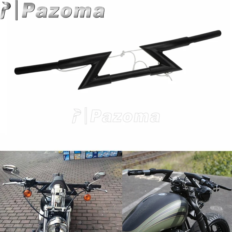 1 дюймовый матовый черный мотоциклетный руль Clubman Crazy Z бар для Harley Honda Chopper Suzuki Kawasaki