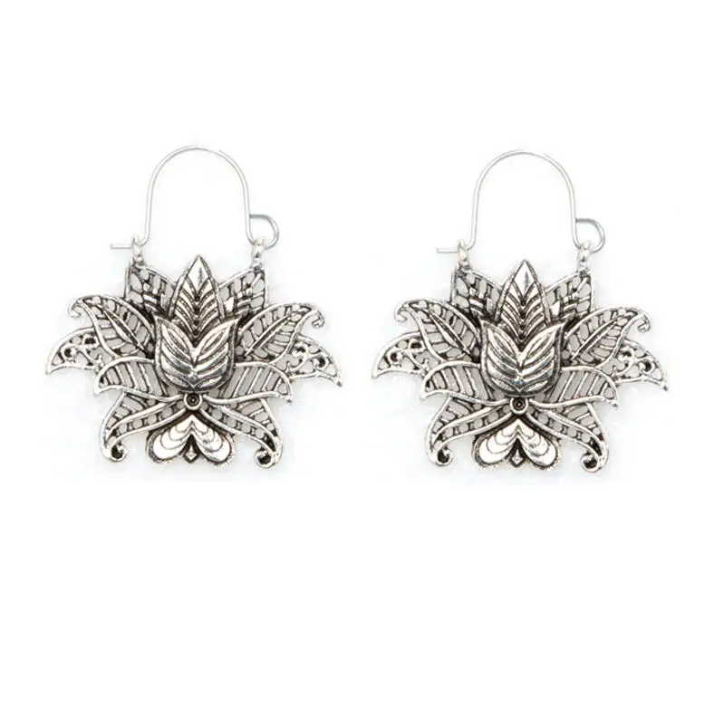 3919-silver Tocona, винтажные, античные, золотые, серебряные, черные, полые, цветочные серьги-кольца из металла, Панк Сплав, серьги Brincos для женщин, ювелирное изделие 5673 - Окраска металла: 3919-silver