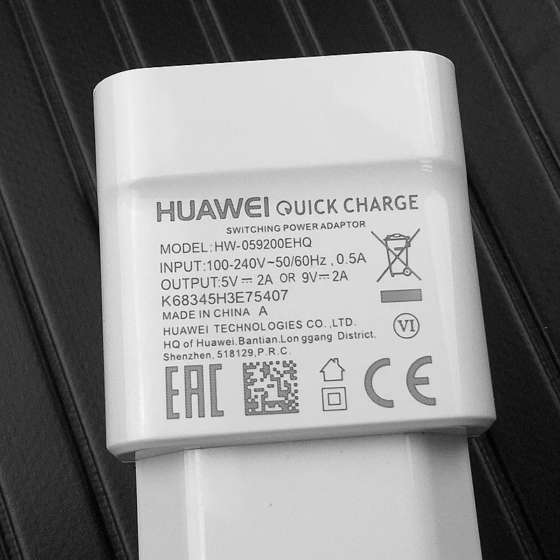 Для зарядного устройства QC2.0 EU адаптер voor Honor play 9 Nova 2 2i 3 3e 4 p9 mate 20 P10 lite 9v2a зарядное устройство type c usb HW-059200EHQ