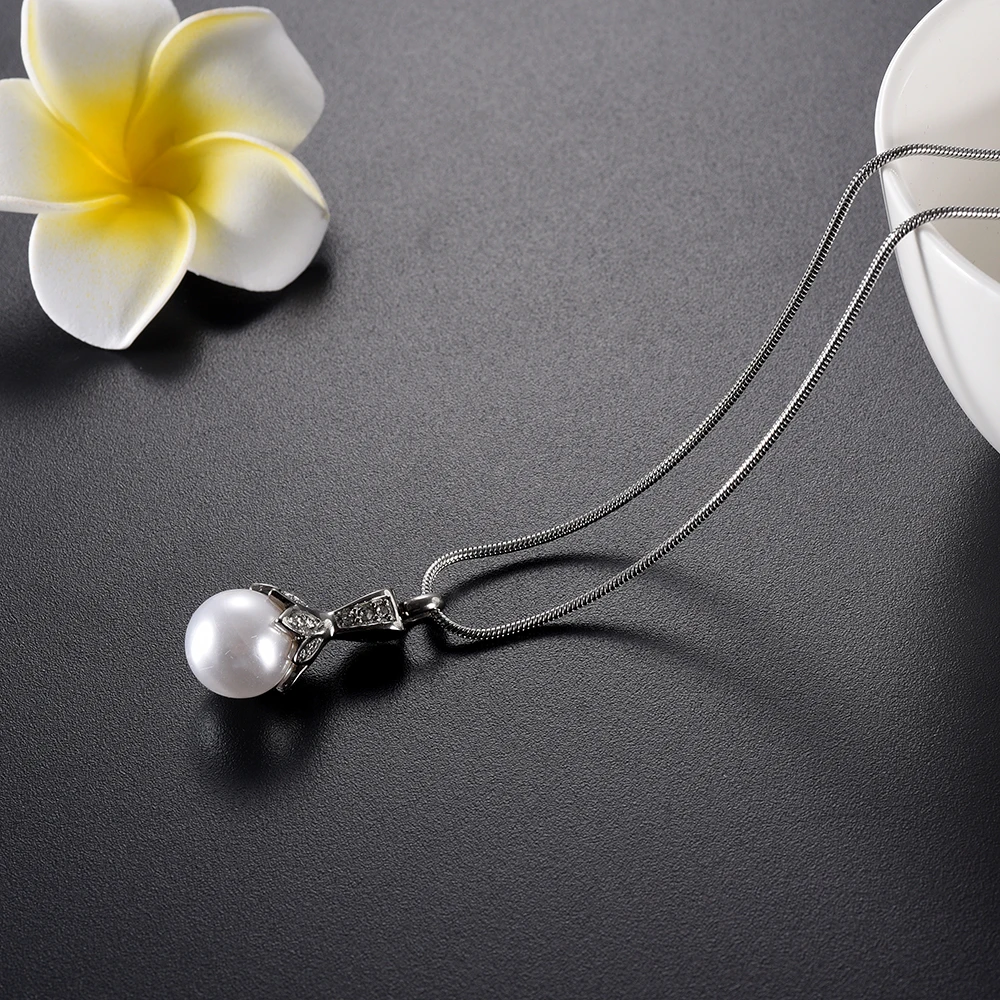 T009 White Pearl/ Clear Glass Ball Flower Design Women Memorial Urn Necklace Ashes Holder for Loved One - Cremation Urns Pendant | Украшения