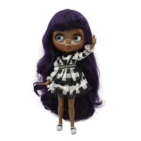 icy dbs blyth doll super black skin tone darkest skin purple hair joint body 16 30cm bjd 280bl169