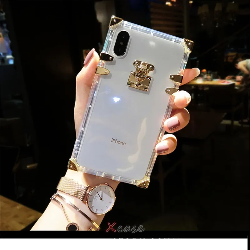 Роскошное прозрачное Кристальное Мягкий силиконовый чехол для iPhone 8 7 Plus 7 6 6 S Plus X XS Max XR чехлы с квадратным покрытием Мягкий чехол из ТПУ для телефона - Цвет: style 1