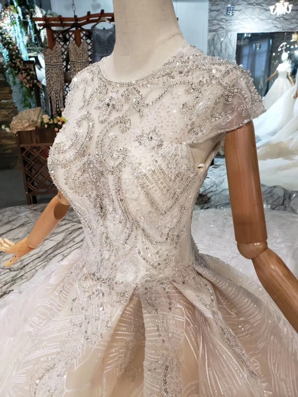 WONDMOND халат de mariée 2019 O бальное платье с круглым вырезом ручной работы свадебные