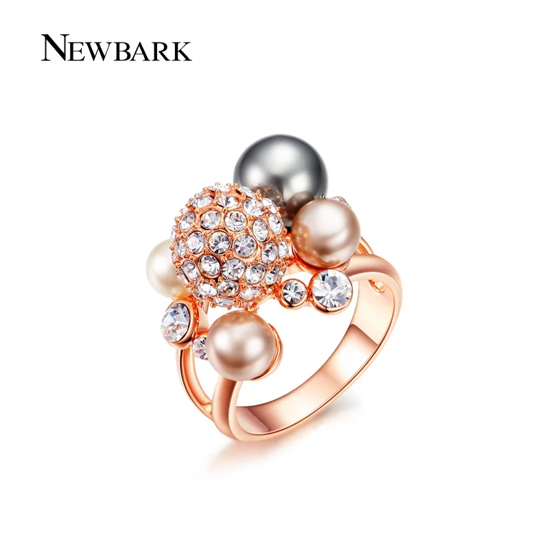 Newbark розовое золото Цвет Имитация Перл Корона Кольца для Для женщин Прекрасный