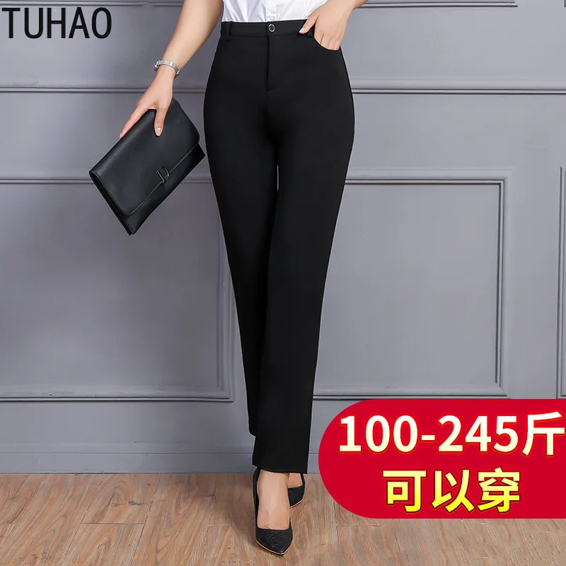 TUHAO Большие размеры 9xl 8xl 7xl женские офисные черные брюки летние тонкие элегантные высококачественные брюки женские 6XL Капри YBFS