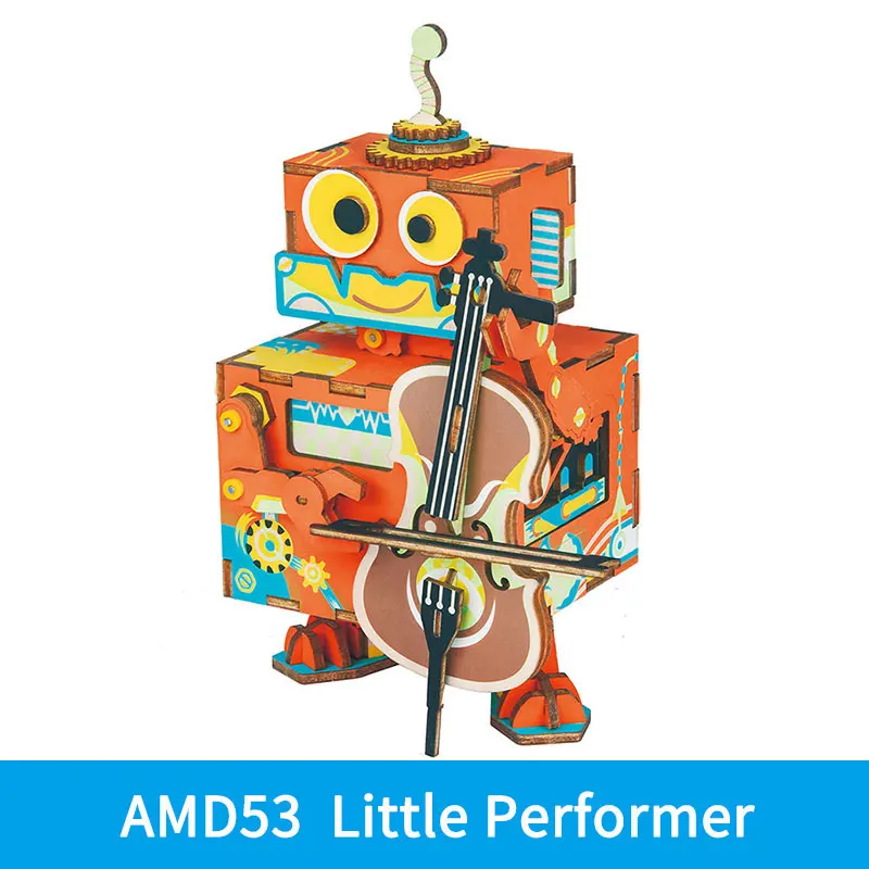 AMD53 Robotime музыкальная шкатулка DIY 3D деревянная головоломка музыкальные игрушки сборка модели строительные наборы игрушки для детей взрослому подарок на день рождения - Цвет: AMD53