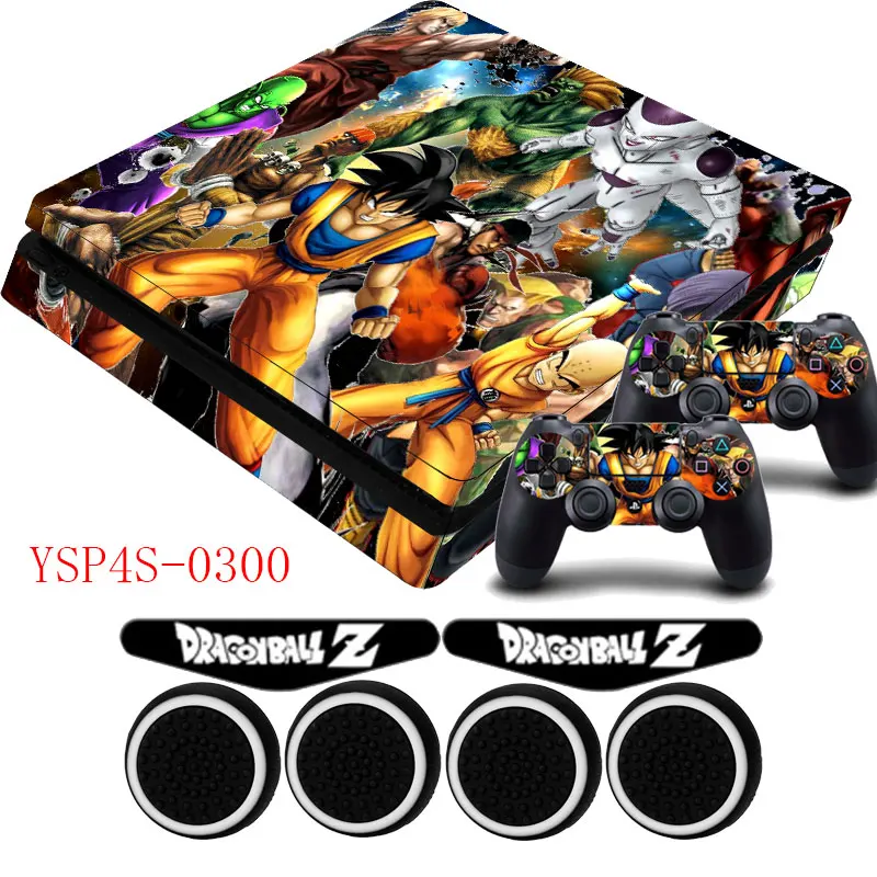 Dragon Ball Z GOKU PS4 тонкий кожи винил Стикеры защитный чехол и Захваты Шапки для Playstation 4